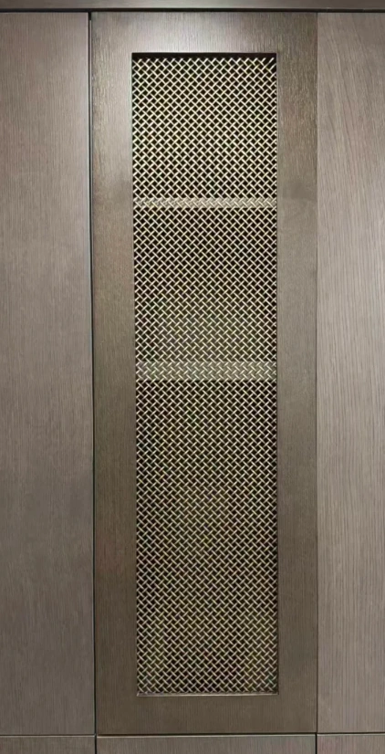 Patinated metal mesh panel