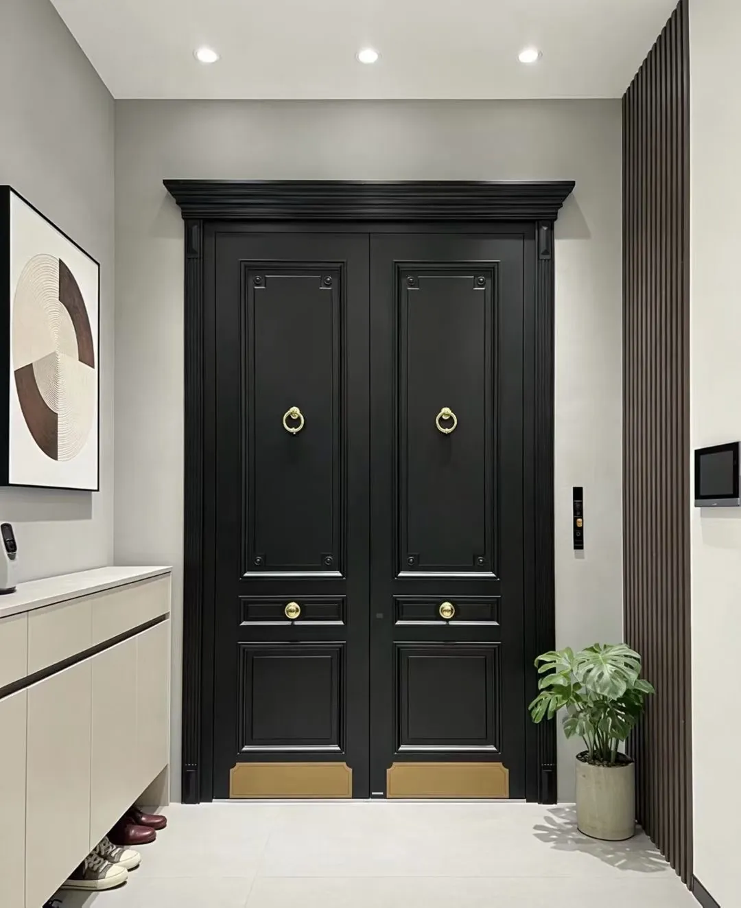 classic raised-panel cast aluminium door 7