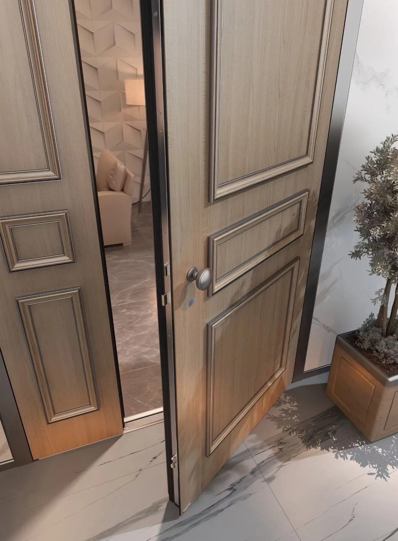 classic raised-panel cast aluminium door 9