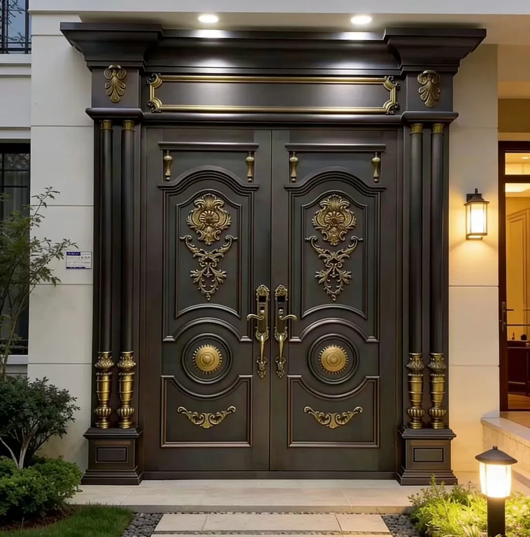 classic raised-panel cast aluminium door 11