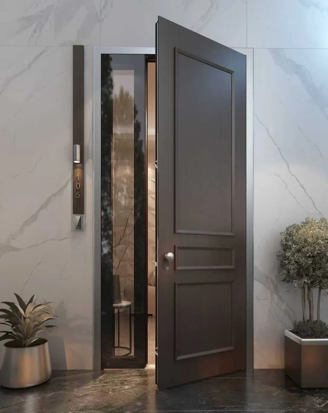 minimalist cast aluminium entrance door 3