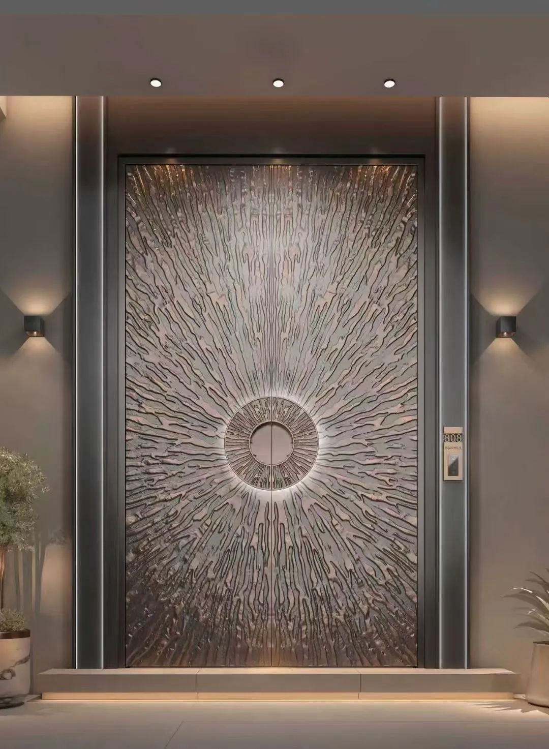 cast aluminium door with rosette medallion 6