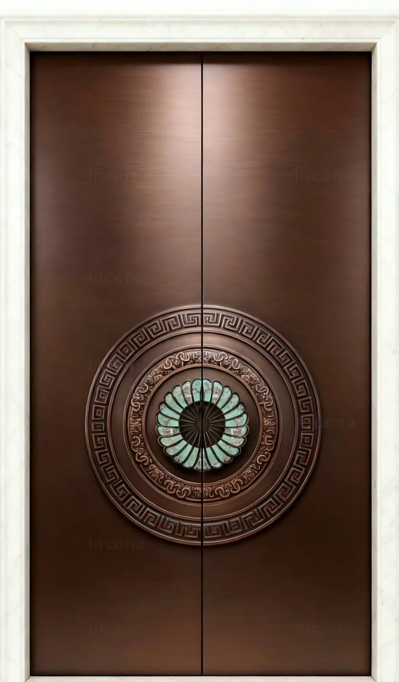 cast aluminium door with rosette medallion 14